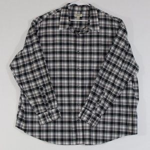 St Johns Bay Mens black/gray Plaid Iron Free long Sleeve Button Down Shirt 4XL